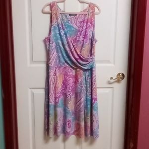 Lauren Ralph Lauren Pink and Blue Paisley Midi Dress